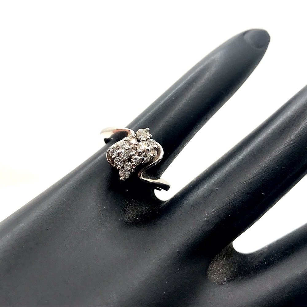 14K WHITE GOLD 1/3 CARAT DIAMOND WATERFALL RING